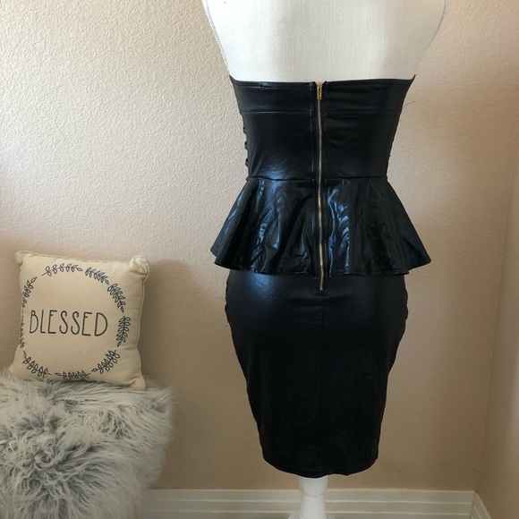 3/30 Little black dress leather peplum skirt cut - Picture 5 of 6